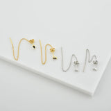 Sterling Silver Long Chain Stud Earrings Women Crystal Piercing