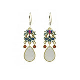 Colorful Enamel Porcelain Drop Earrings, Hetian Jade, Retro Charm Silver Jewelry