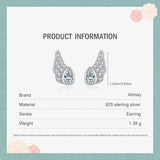 925 Silver Angel Wings Zircon Stud Earrings Wedding Jewelry