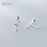 Rose Flower Stud Earring 925 Sterling Silver Women Ear Pin Jewelry