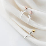 Rose Flower Stud Earring 925 Sterling Silver Women Ear Pin Jewelry