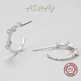 925 Silver Zircon Stud Earrings Women Minimalist Jewelry