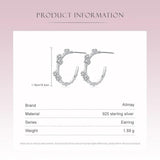 925 Silver Zircon Stud Earrings Women Minimalist Jewelry
