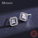 925 Silver Square Stud Earrings Classic Wedding Jewelry