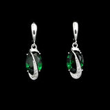 925 Silver Green Cubic Zirconia Crystal Earrings for Women