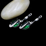 925 Silver Green Cubic Zirconia Crystal Earrings for Women