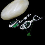 925 Silver Green Cubic Zirconia Crystal Earrings for Women