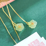 Jade Plum Flower Earrings for Women Vintage Wedding Jewelry