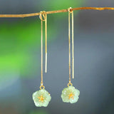 Jade Plum Flower Earrings for Women Vintage Wedding Jewelry