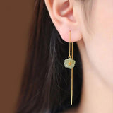 Jade Plum Flower Earrings for Women Vintage Wedding Jewelry