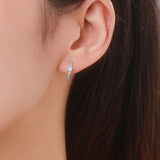 925 Silver Opal Hoop Earrings Women Party Fine Jewelry