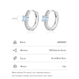 925 Silver Opal Hoop Earrings Women Party Fine Jewelry