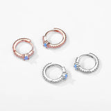 925 Silver Opal Hoop Earrings Women Party Fine Jewelry