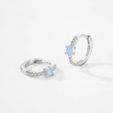 925 Silver Opal Hoop Earrings Women Party Fine Jewelry