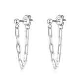Trustdavis 925 Silver Chain Links Stud Earrings Wedding Jewelry