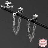 Trustdavis 925 Silver Chain Links Stud Earrings Wedding Jewelry