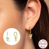 925 Silver Leopard Crystal Hoop Earrings Women Wedding Jewelry