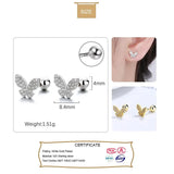 Trustdavis 925 Silver Butterfly CZ Stud Earrings Wedding Fine Jewelry