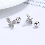 Trustdavis 925 Silver Butterfly CZ Stud Earrings Wedding Fine Jewelry