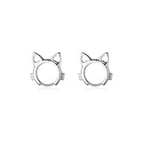 Davis 925 Silver Cat Charm Hoop Earring Women Fine Jewelry
