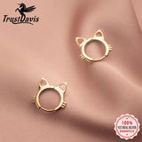 Davis 925 Silver Cat Charm Hoop Earring Women Fine Jewelry