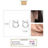 Davis 925 Silver Cat Charm Hoop Earring Women Fine Jewelry