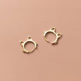 Davis 925 Silver Cat Charm Hoop Earring Women Fine Jewelry