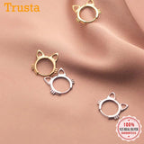Davis 925 Silver Cat Charm Hoop Earring Women Fine Jewelry