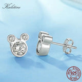 Kaletine Mickey Stud Earrings CZ Dazzling Jackets for Women