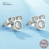 Kaletine Mickey Stud Earrings CZ Dazzling Jackets for Women