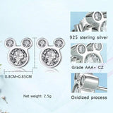 Kaletine Mickey Stud Earrings CZ Dazzling Jackets for Women