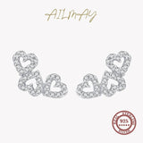 925 Silver Heart Stud Earrings Clear CZ Wedding Jewelry
