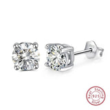 925 Silver Earrings Red Purple Clear Zircon Stud Jewelry BE84-W