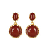Natural Hotan South Red Chalcedony Oval Earrings