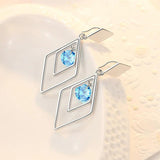 925 Silver Zircon Geometric Earrings Wedding Party Jewelry