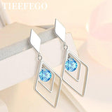 925 Silver Zircon Geometric Earrings Wedding Party Jewelry