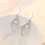 925 Silver Zircon Geometric Earrings Wedding Party Jewelry