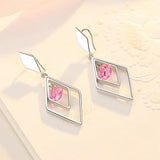 925 Silver Zircon Geometric Earrings Wedding Party Jewelry