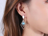 925 Silver Zircon Geometric Earrings Wedding Party Jewelry