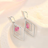 925 Silver Zircon Geometric Earrings Wedding Party Jewelry