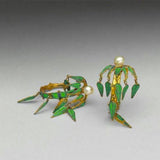 Enamel Porcelain Bamboo Knot Tassel Earrings Retro Fairy Silver Jewelry
