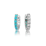 Turquoise Zircon 925 Silver Round Hoop Earrings