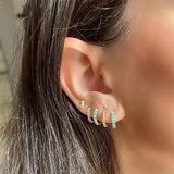 Turquoise Zircon 925 Silver Round Hoop Earrings