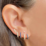 Turquoise Zircon 925 Silver Round Hoop Earrings