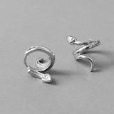 TrustDavis 925 Silver Snake Charm Hoop Earring Wedding Jewelry