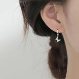925 Silver Butterfly Earrings Women Crystal Sparkling Nightclub Party Jewelry