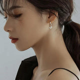 925 Silver Butterfly Earrings Women Crystal Sparkling Nightclub Party Jewelry