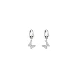 925 Silver Butterfly Earrings Women Crystal Sparkling Nightclub Party Jewelry