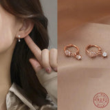 925 Silver Zircon Flower Stud Earrings for Women Wedding Party