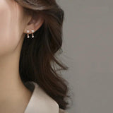 925 Silver Zircon Flower Stud Earrings for Women Wedding Party